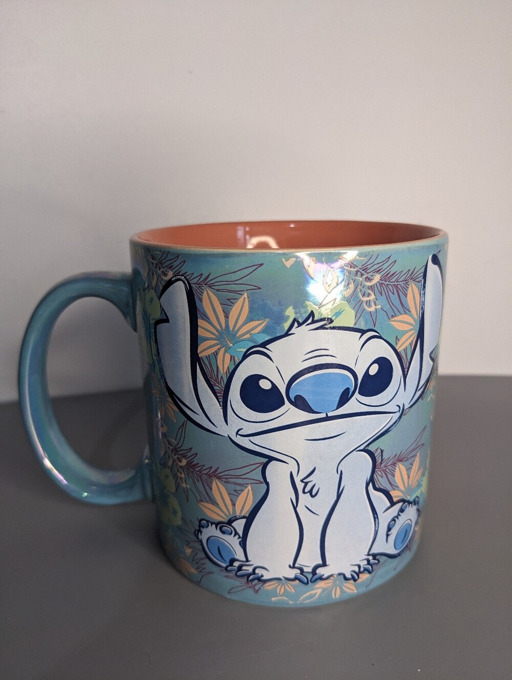 Disney Lilo And Stitch Tropical Iridescent Oversized Ceramic Mug Large Blue